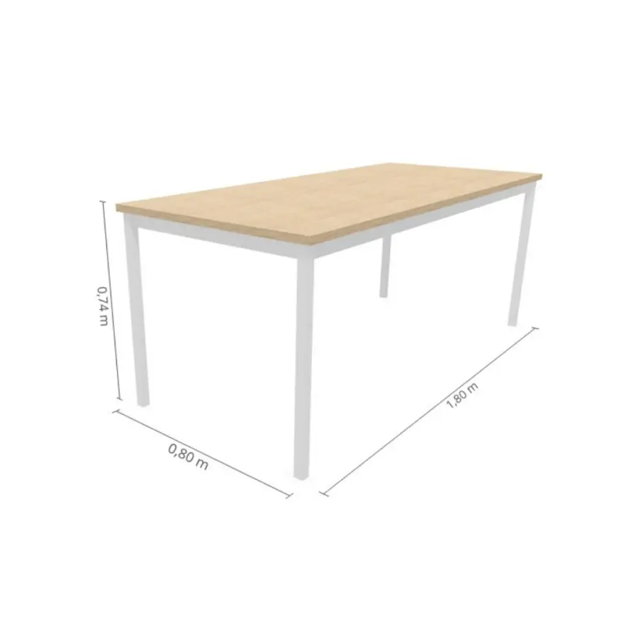 TABLE DE REUNION RENCONTRE - 180 x 80 - plateau bois piètement blanc