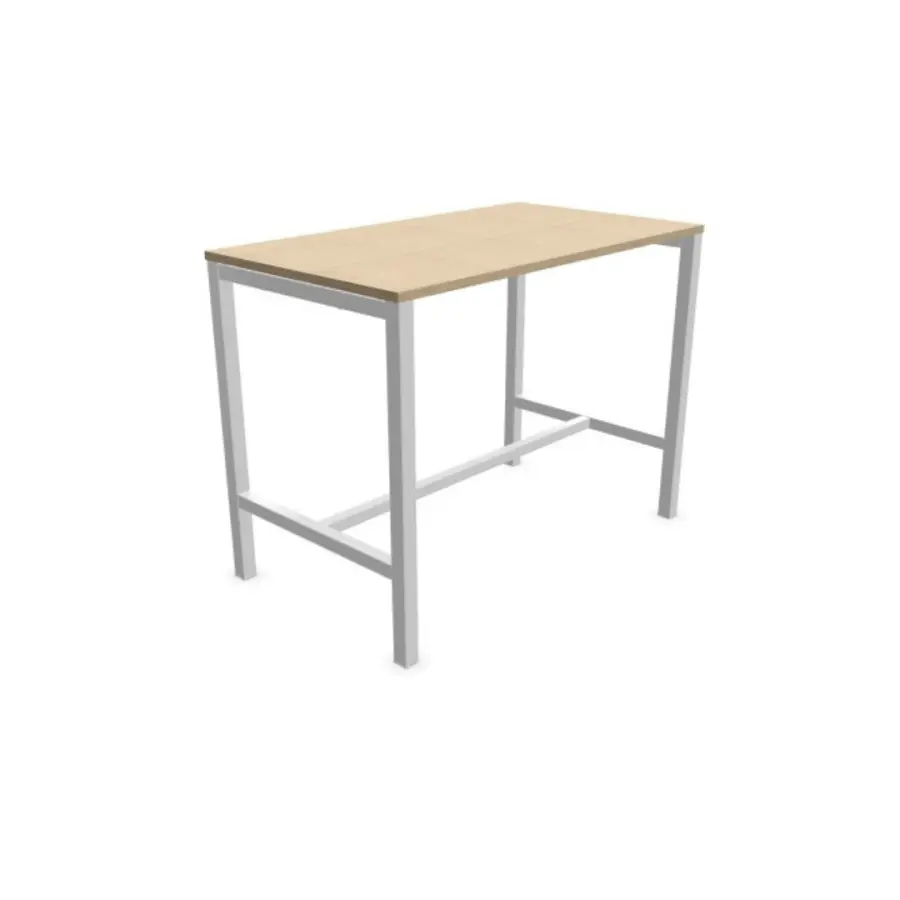 TABLE HAUTE ASTROLITE - 140 x 80 - Plateau bois piètement blanc