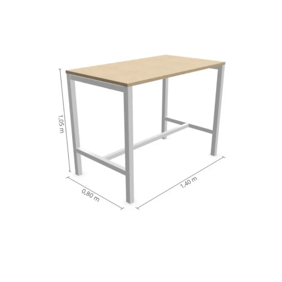 TABLE HAUTE ASTROLITE - 140 x 80 - Plateau bois piètement blanc