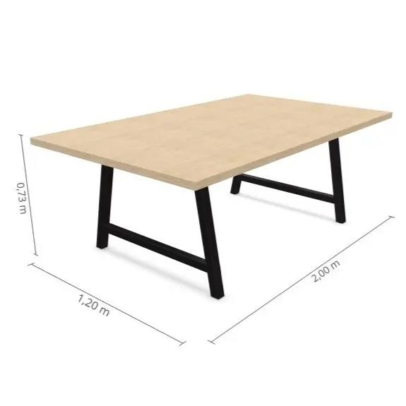 TABLE DE REUNION COHESION - 200 x 120 - plateau bois piètement noir
