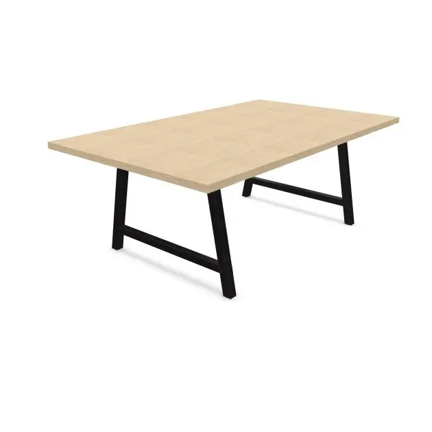 TABLE DE REUNION COHESION - 200 x 120 - plateau bois piètement noir