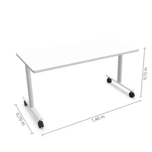 TABLE ABATTANTE SOLUTION - 140 x 70 - Plateau blanc piètement blanc