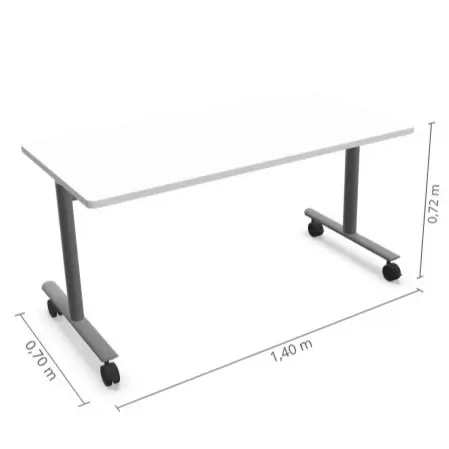 TABLE ABATTANTE SOLUTION - 140 x 70 - Plateau blanc piètement aluminium