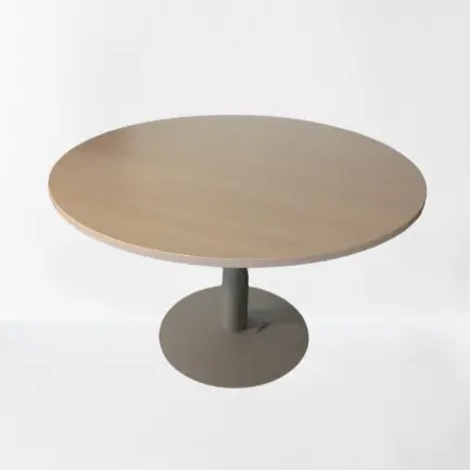 Table ronde - D120 - plateau bois piètement gris